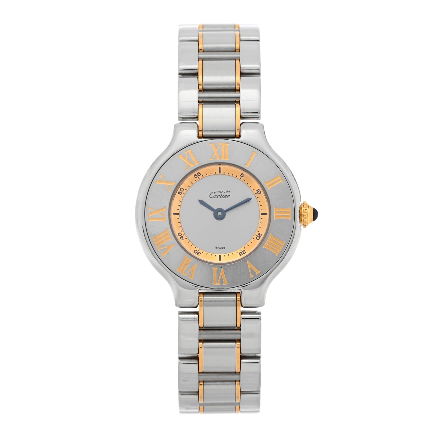 Stainless Steel 18K Yellow Gold 28mm Must de 21 Quartz Watch