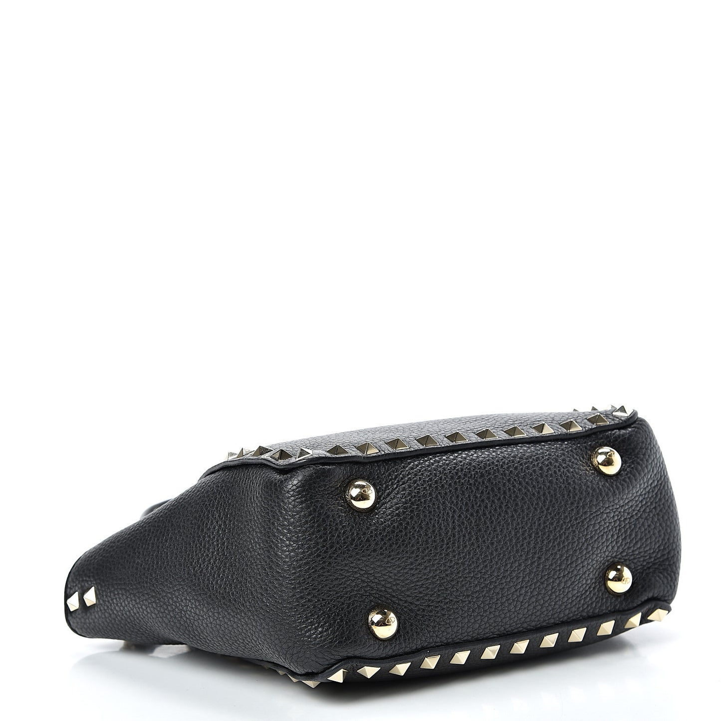 Pebbled Calfskin Mini Rockstud Tote Black