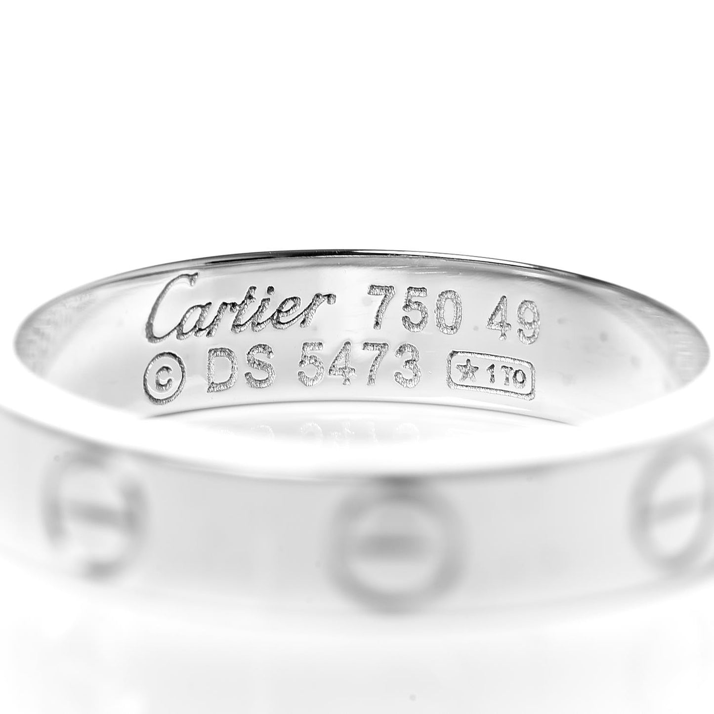 18K White Gold 3.5mm LOVE Wedding Band Ring 49 4.75