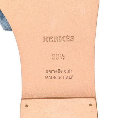 Hermes Denim Canvas Oran Sandals 39.5 Bleu Clair 8 of 9