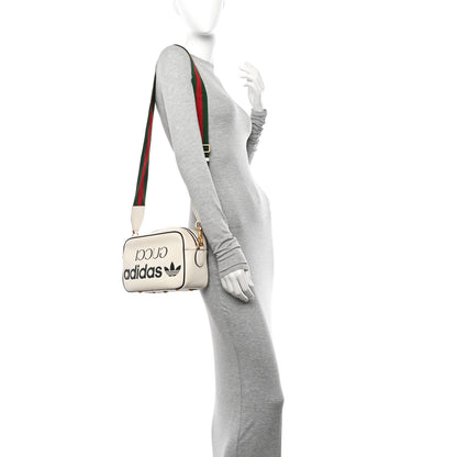 Gucci X ADIDAS Textured Dollar Calfskin Web Trefoil Logo Small Messenger Bag Off White Black 2 of 11