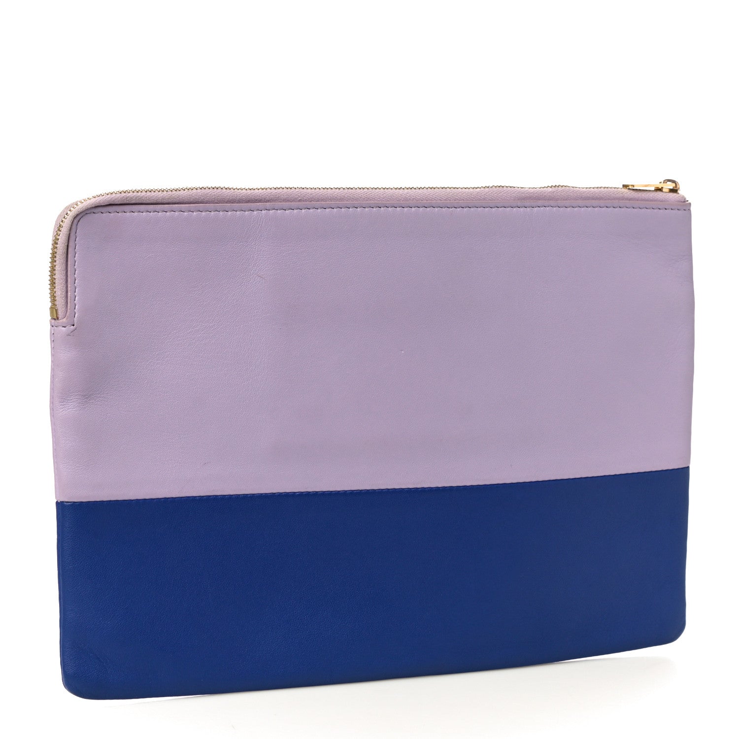 Celine Smooth Lambskin Bi-Color Solo Clutch Pouch Light Purple Royal Blue 3 of 10