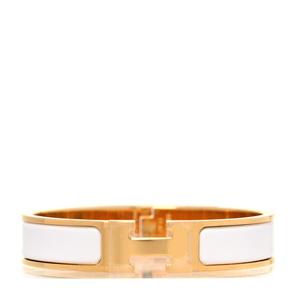 Hermes Enamel Narrow Clic Clac H Bracelet PM White 1 of 5