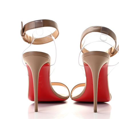 Christian Louboutin Shiny Nappa PVC Jonatina 100 Sandals 39 Nude 4 of 11