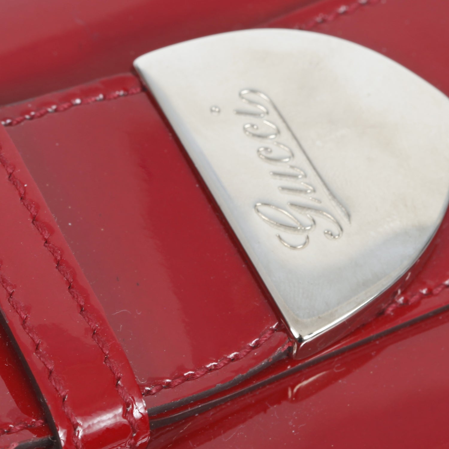 Gucci Patent Leather Buckle Clutch Red 6 of 11