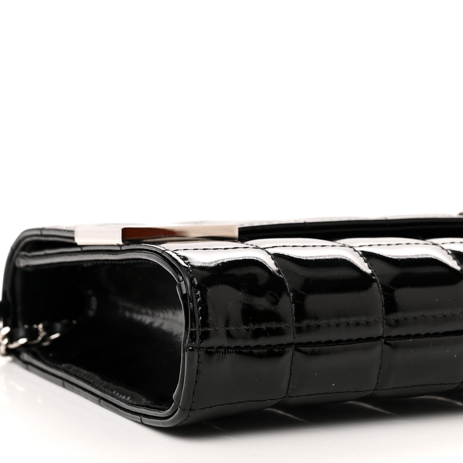 Chanel Patent Chocolate Bar Chain Clutch Black 9 of 11
