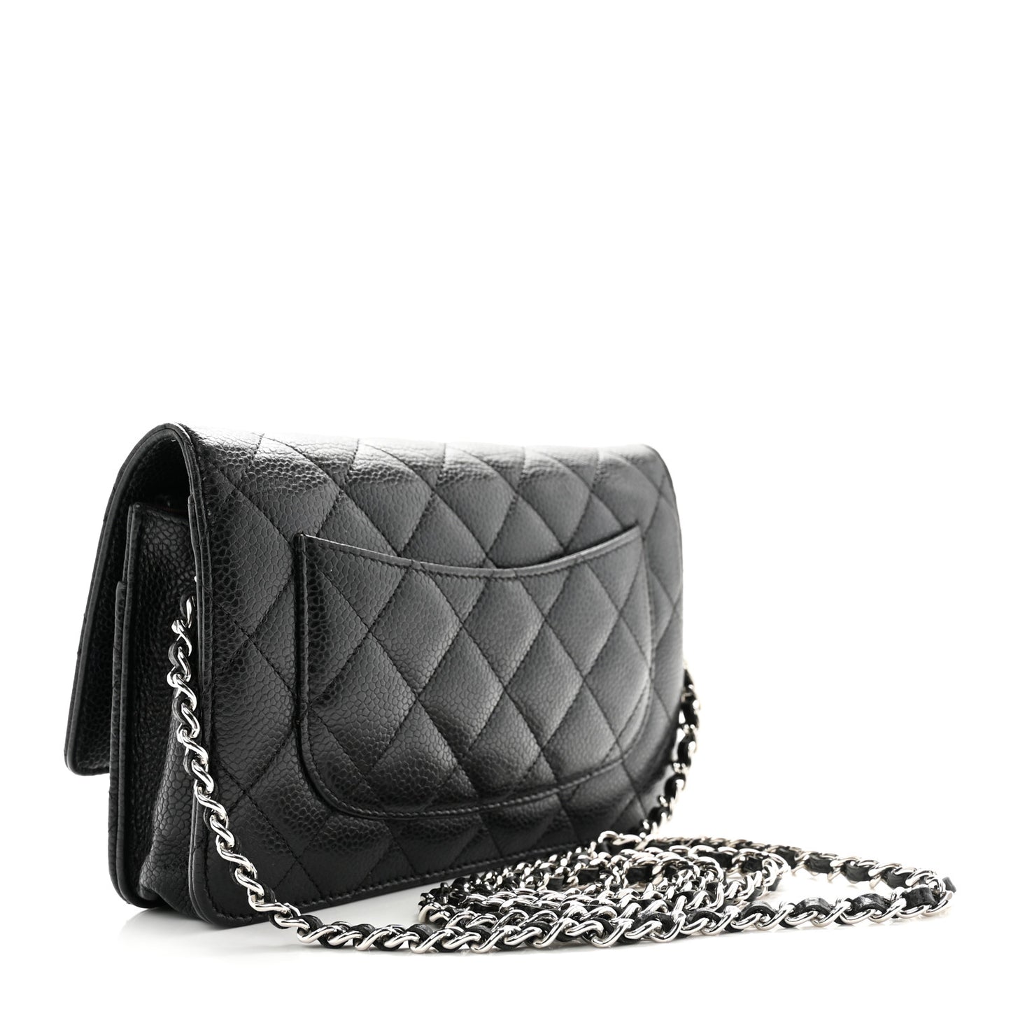 Caviar Quilted Wallet on Chain WOC Black