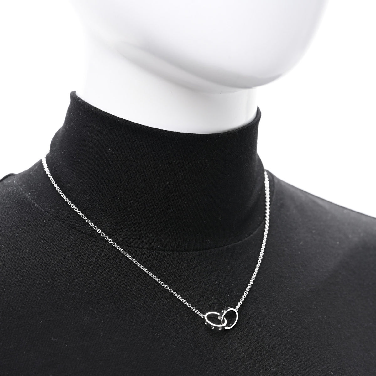 Cartier 18K White Gold Interlocking LOVE Necklace 2 of 6