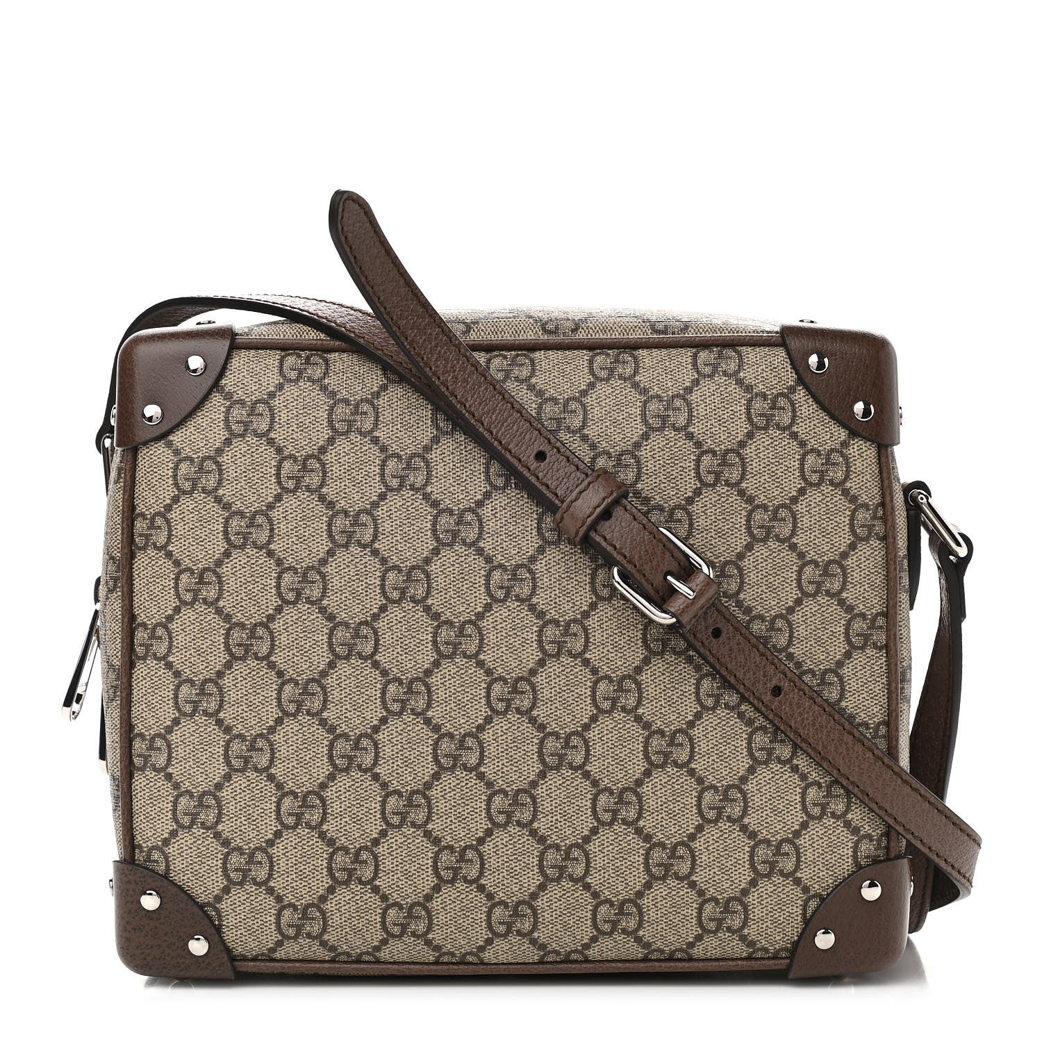Gucci GG Supreme Monogram Textured Calfskin Square Messenger Bag Beige Ebony New Acero 1 of 11