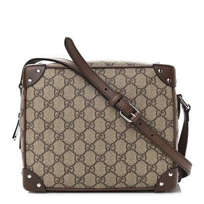 Gucci GG Supreme Monogram Textured Calfskin Square Messenger Bag Beige Ebony New Acero 1 of 11