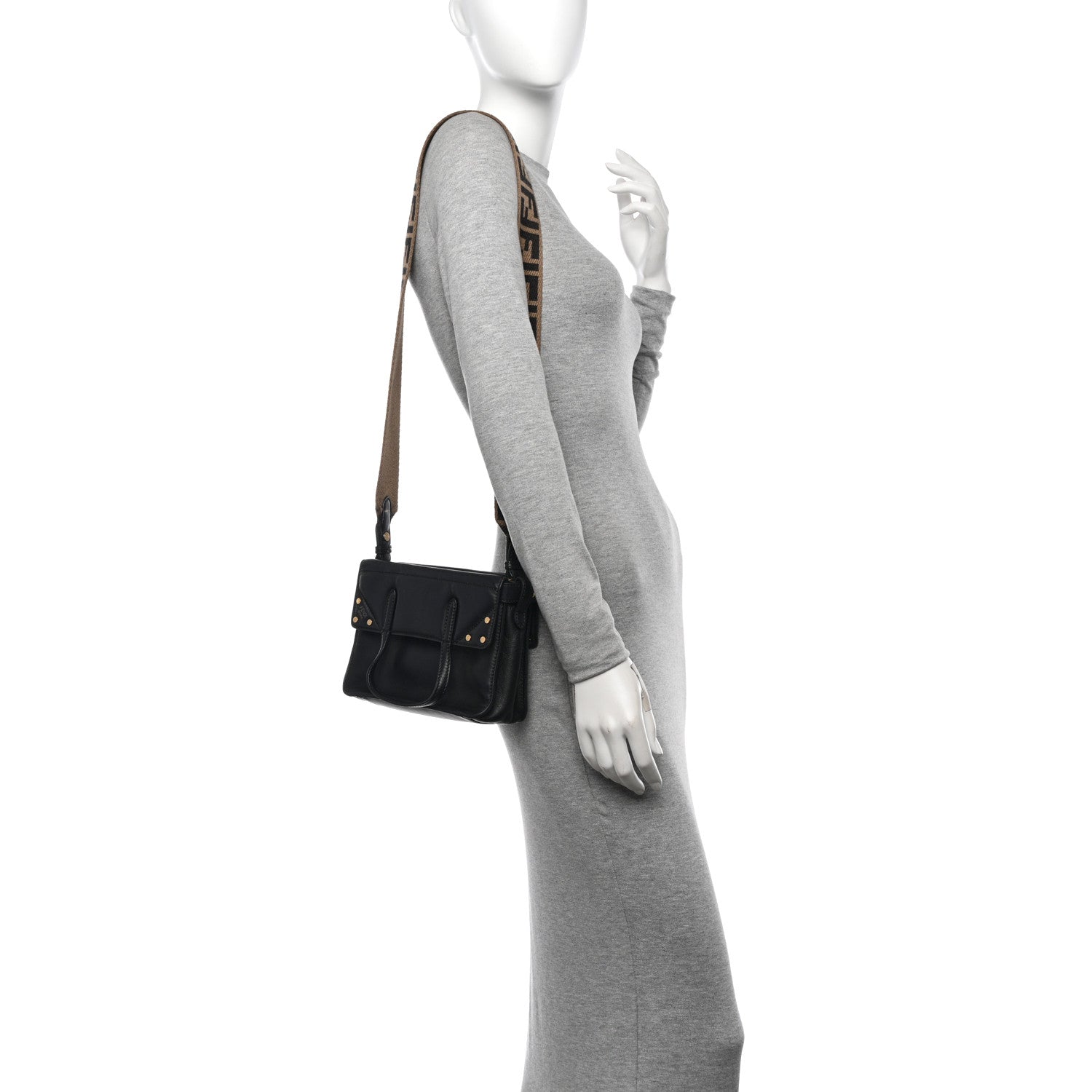 Fendi Vitello Grace Matte Small Flip Tote Black 2 of 9