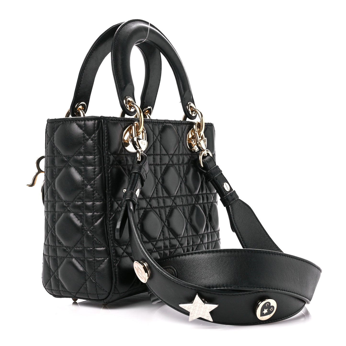 Lambskin Cannage Small Lucky Badges My Lady Dior Black