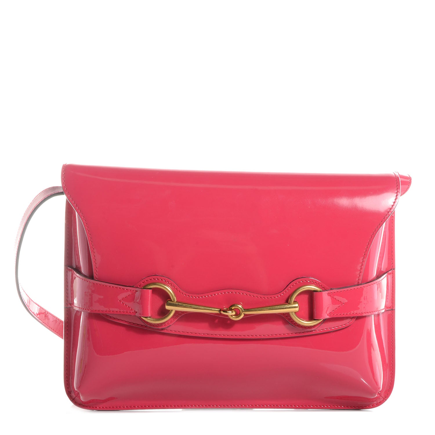 Gucci Patent Large Bright Bit Shoulder Bag Shocking Pink 1 of 7