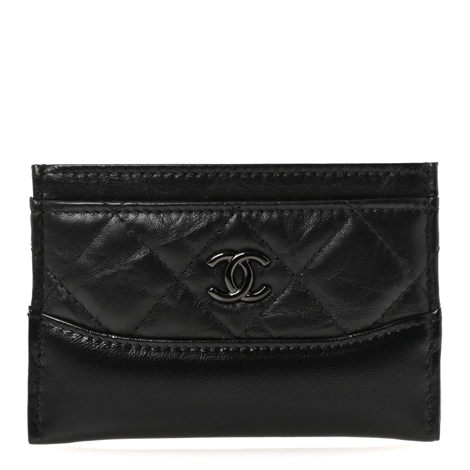 Chanel Aged Calfskin Quilted Gabrielle Card Holder Wallet So Black 1 of 8