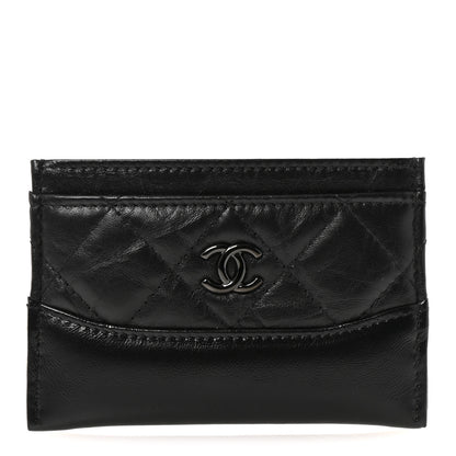 Chanel Aged Calfskin Quilted Gabrielle Card Holder Wallet So Black 1 of 8
