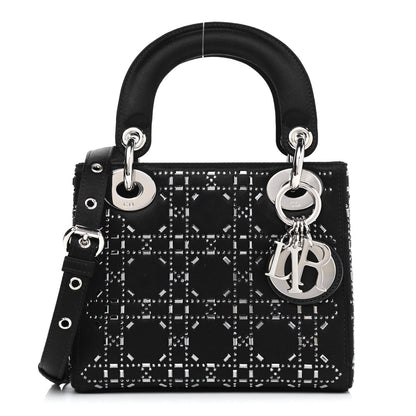 Christian Dior Satin Crystal Cannage Mini Lady Dior Black 1 of 7