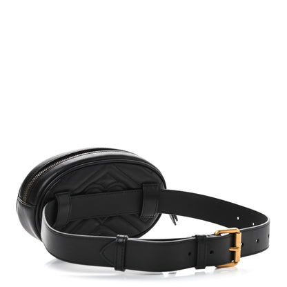 Gucci Calfskin Matelasse GG Marmont Belt Bag 85 34 Black 4 of 8