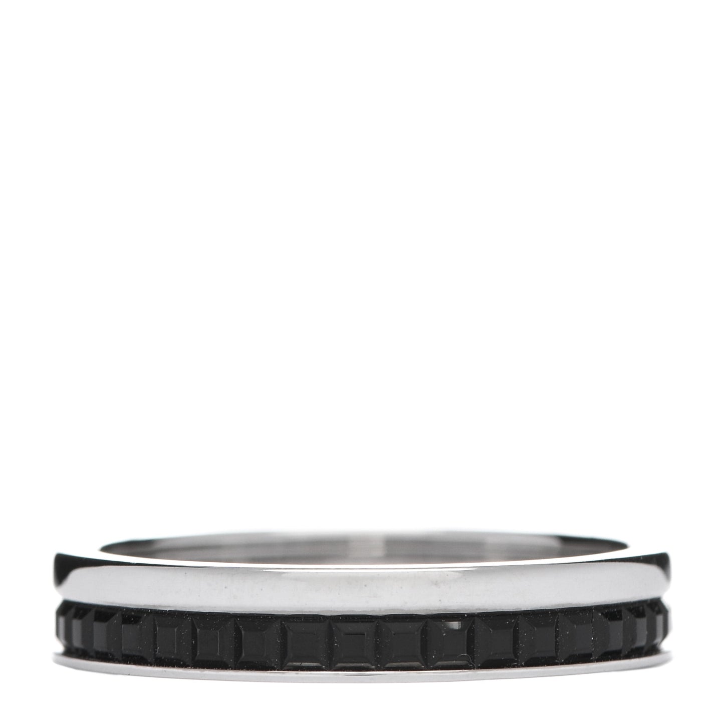 18K White Gold PVD Quatre Black Edition Wedding Band Ring 56 7.5