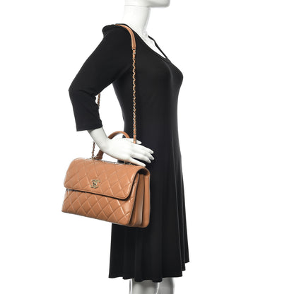 Chanel Lambskin Quilted Medium Trendy CC Flap Dual Handle Bag Light Brown 2 of 10