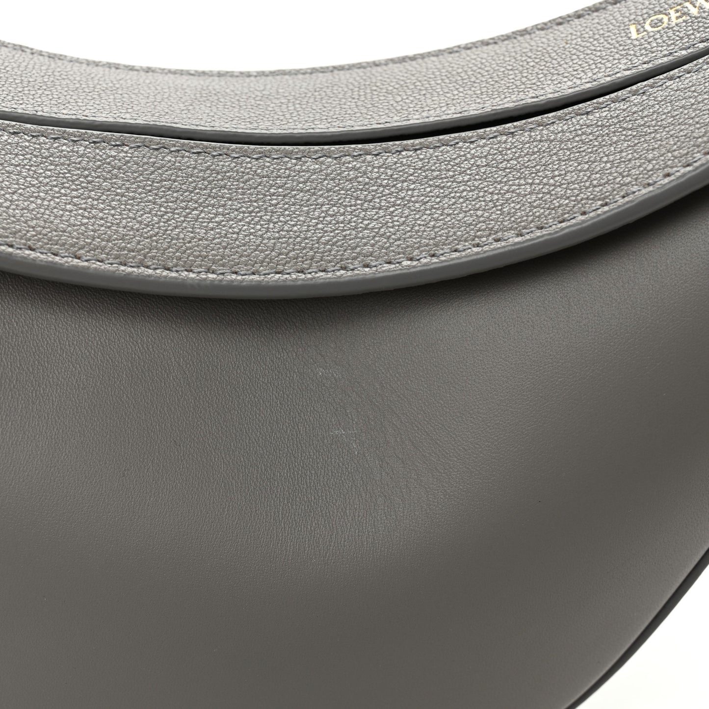 Satin Calfskin Jacquard Small Luna Bag Pearl Grey
