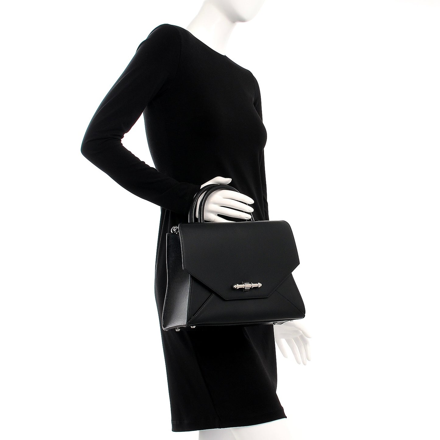 Calfskin Small Obsedia Satchel Black