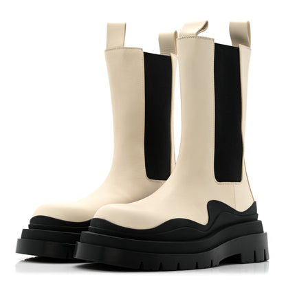 Bottega Veneta Calfskin The Tire Chelsea Boots 38 Sea Salt Black 4 of 13