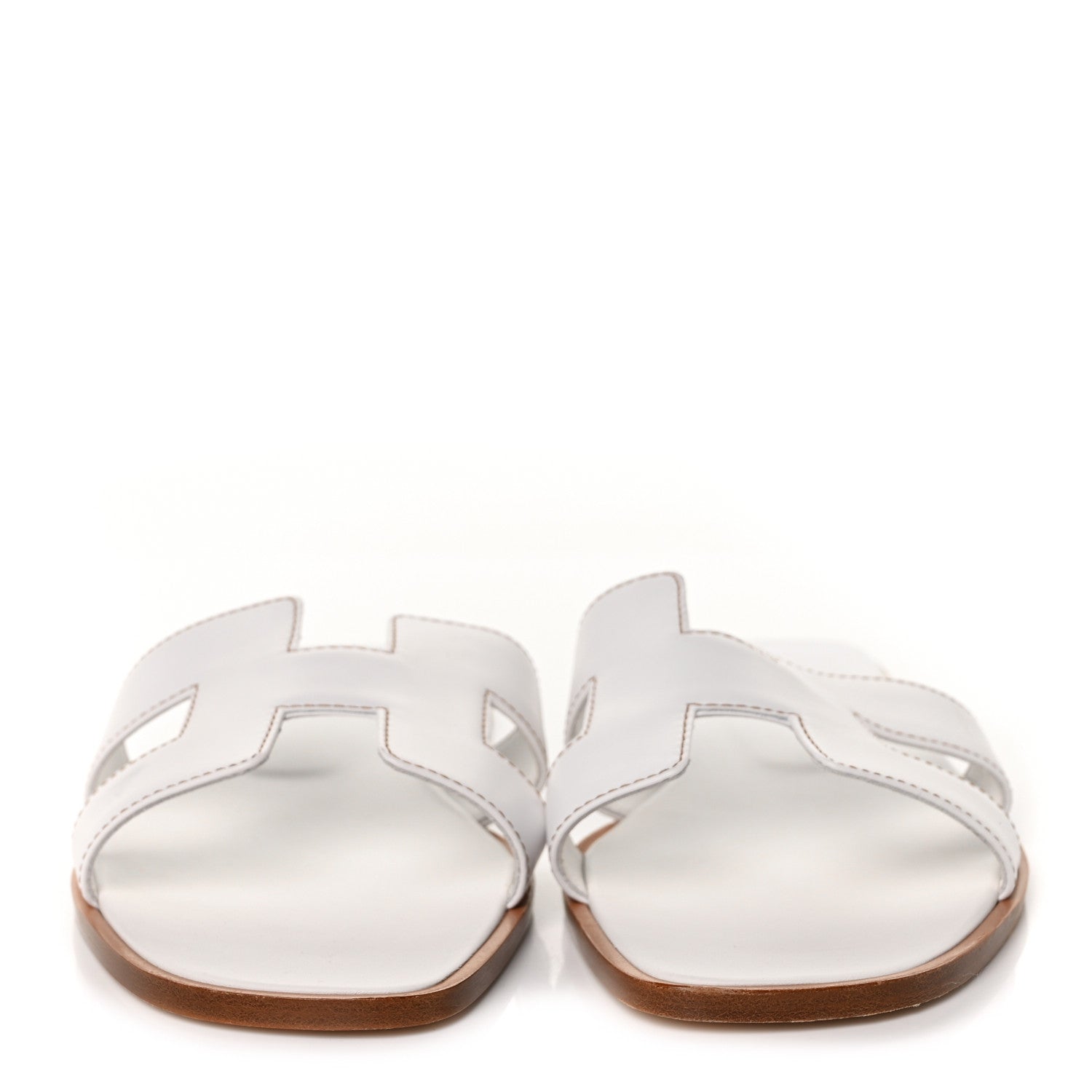 Hermes Box Calfskin Oran Sandals 40 White 2 of 9