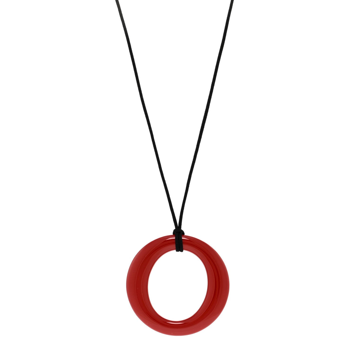 Tiffany Lacquer Hardwood Elsa Peretti Sevillana Pendant Cord Necklace Red 1 of 6
