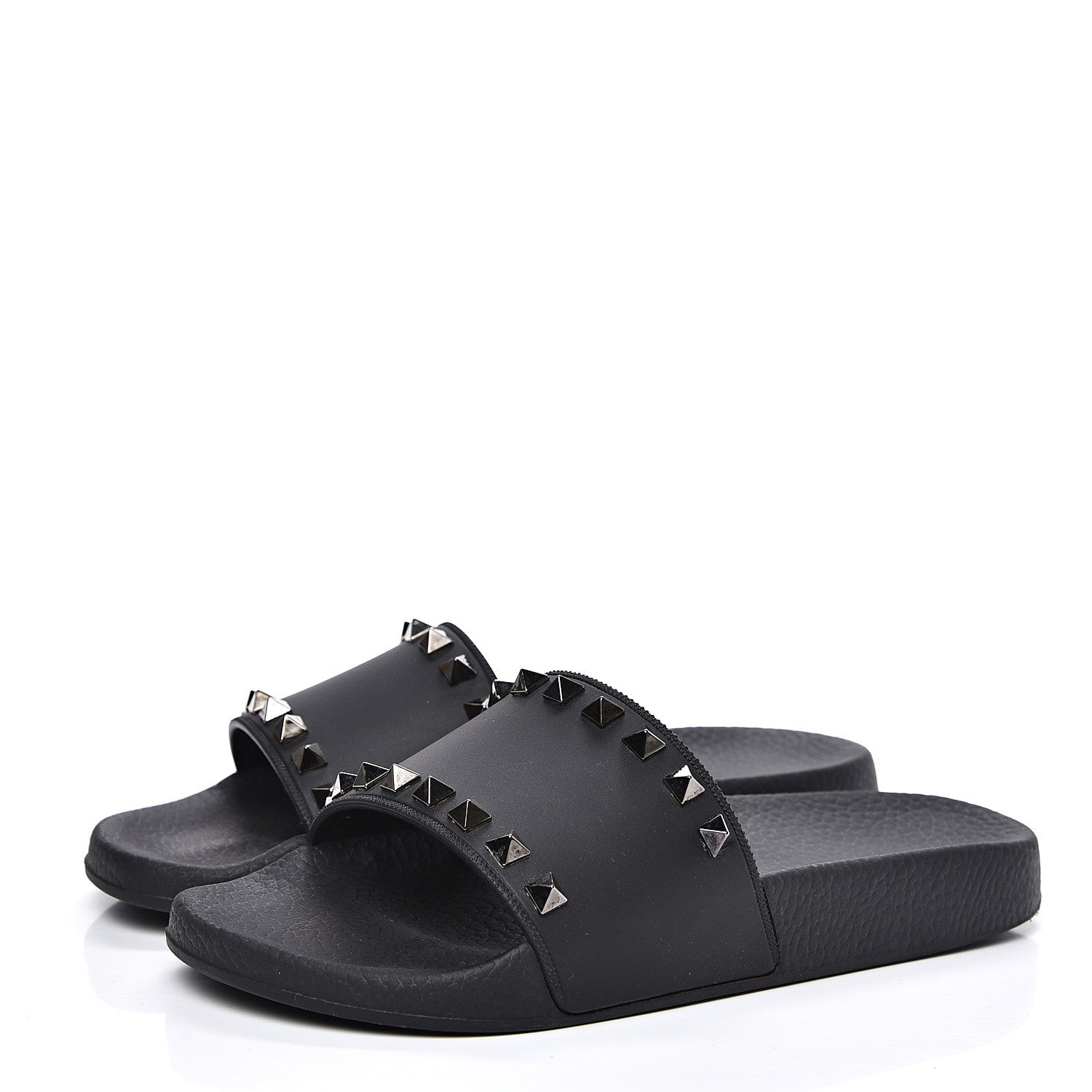Valentino Garavani Rubber Rockstud Slide Sandals 36 Black 3 of 9
