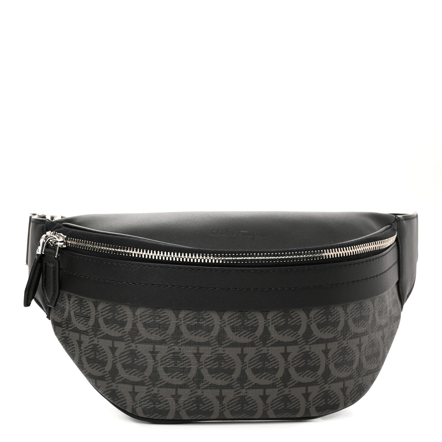 Gancini Monogram Calfskin Waist Bag Black Grey