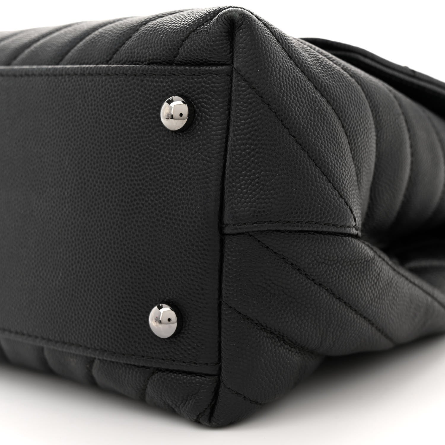 Chanel Caviar Chevron Quilted Small Coco Handle Flap Dark Grey 10 of 14