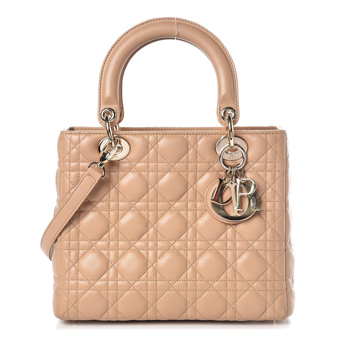 Lambskin Cannage Medium Lady Dior Beige
