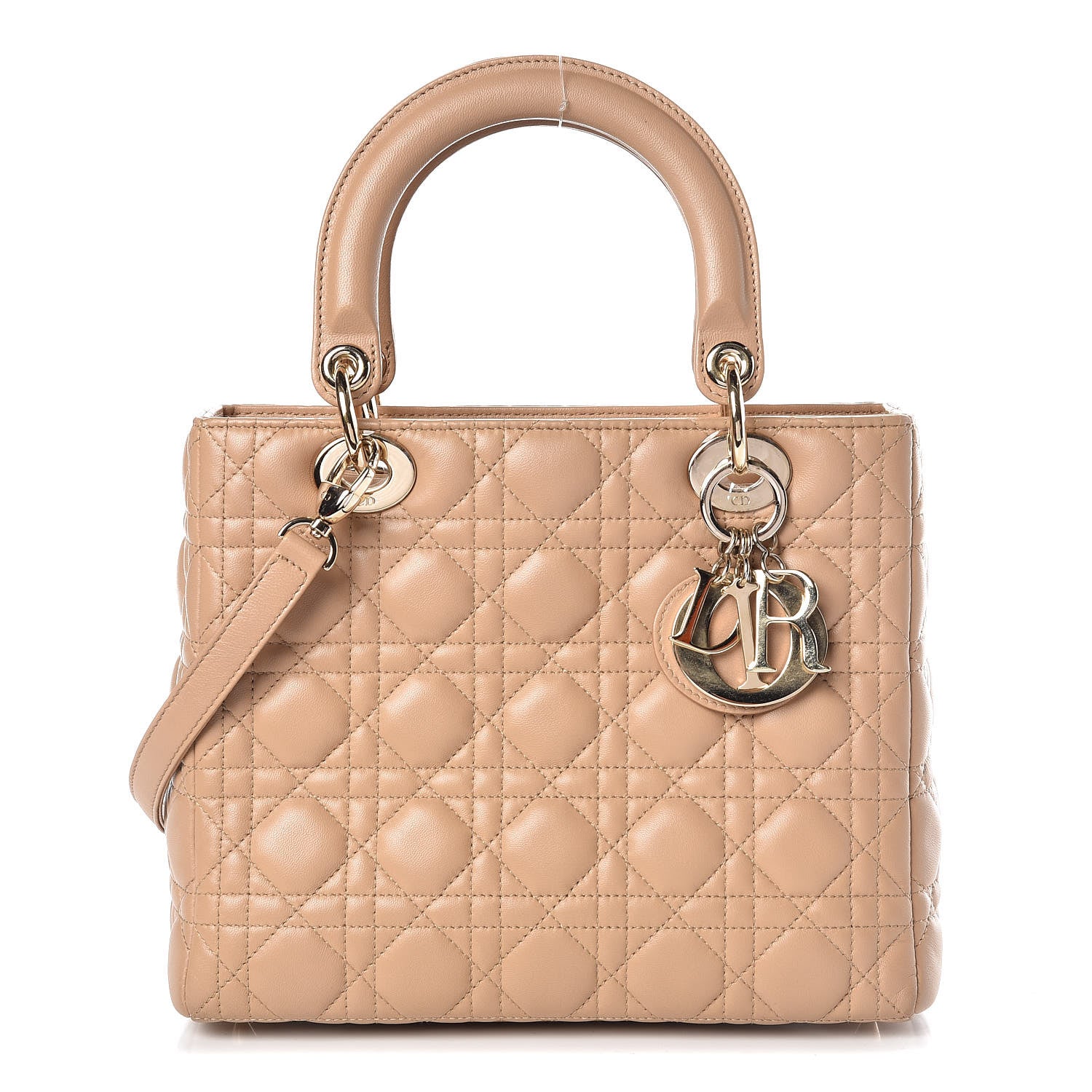 Christian Dior Lambskin Cannage Medium Lady Dior Beige 1 of 10