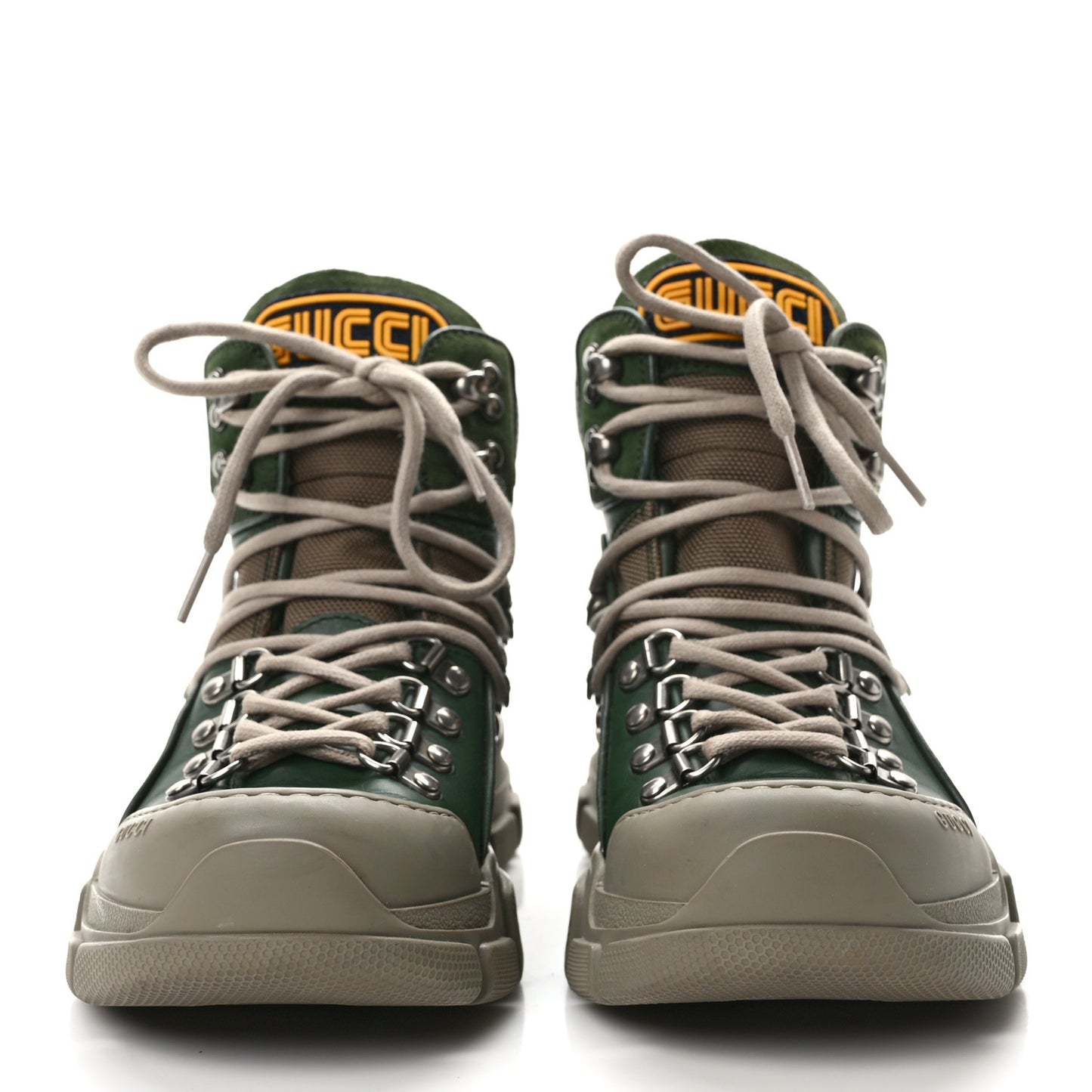 X SEGA Calfskin Suede Technical Canvas Womens Flashtrek High-Top Sneakers 37.5 Olive Green Ardesia
