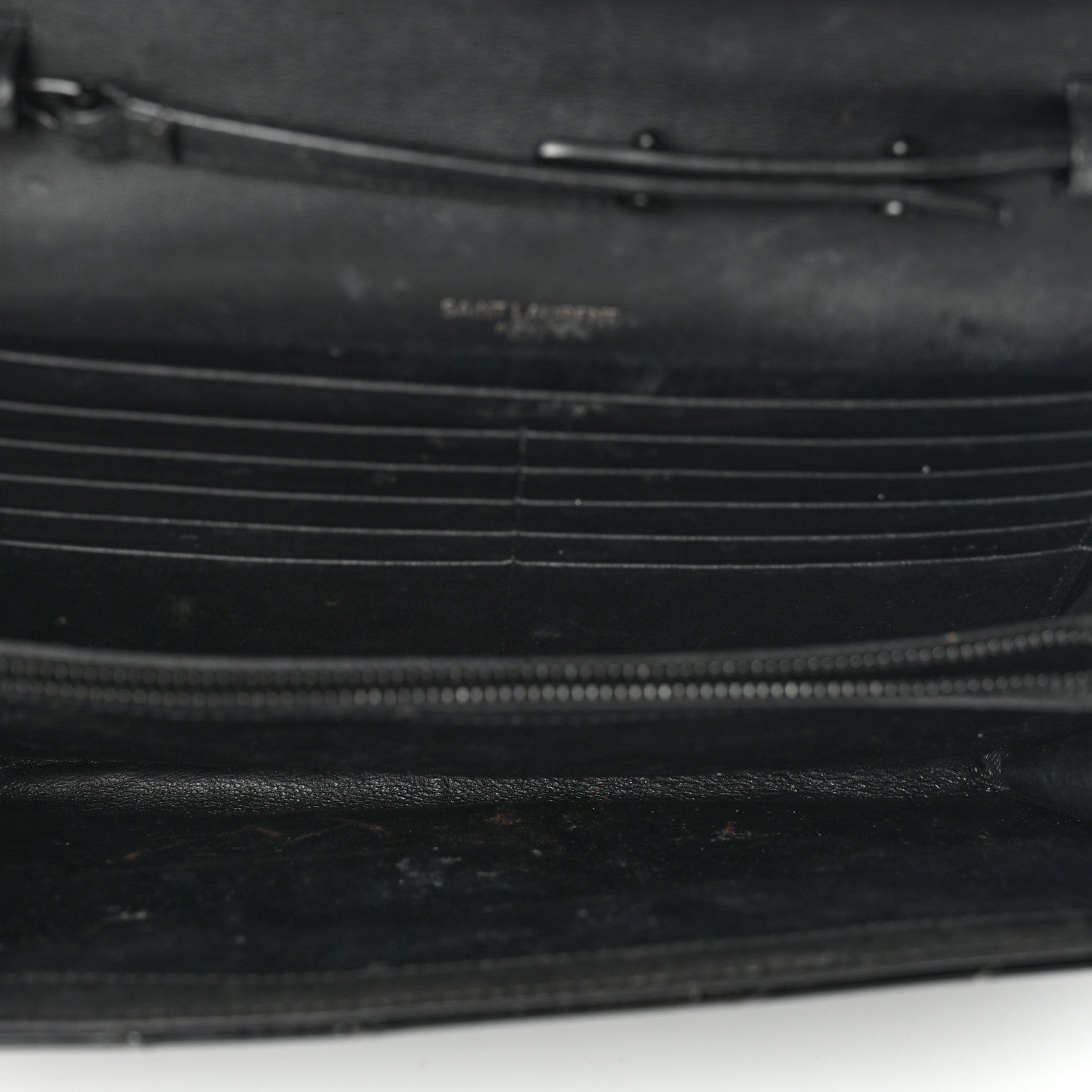 Saint Laurent Patent Matelasse Chevron Monogram Chain Wallet Black 4 of 6