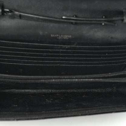 Saint Laurent Patent Matelasse Chevron Monogram Chain Wallet Black 4 of 6