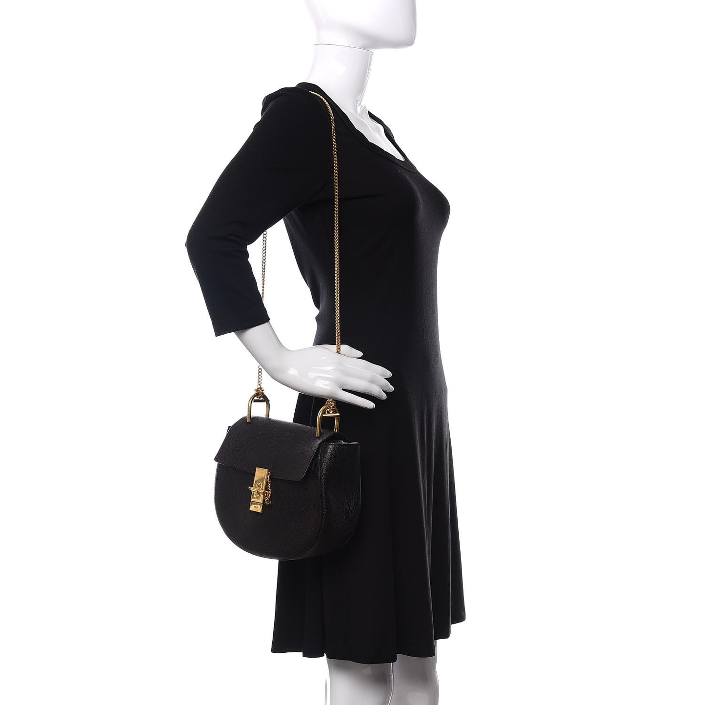 Grained Lambskin Drew Shoulder Bag Black