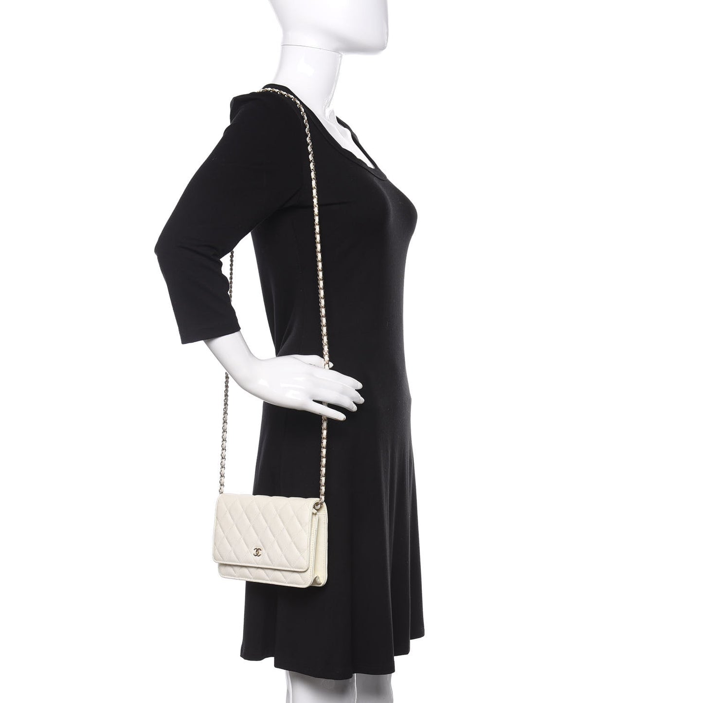 Caviar Quilted Wallet On Chain WOC White