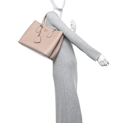 Prada Saffiano Cuir Medium Double Bag Cipria 2 of 15