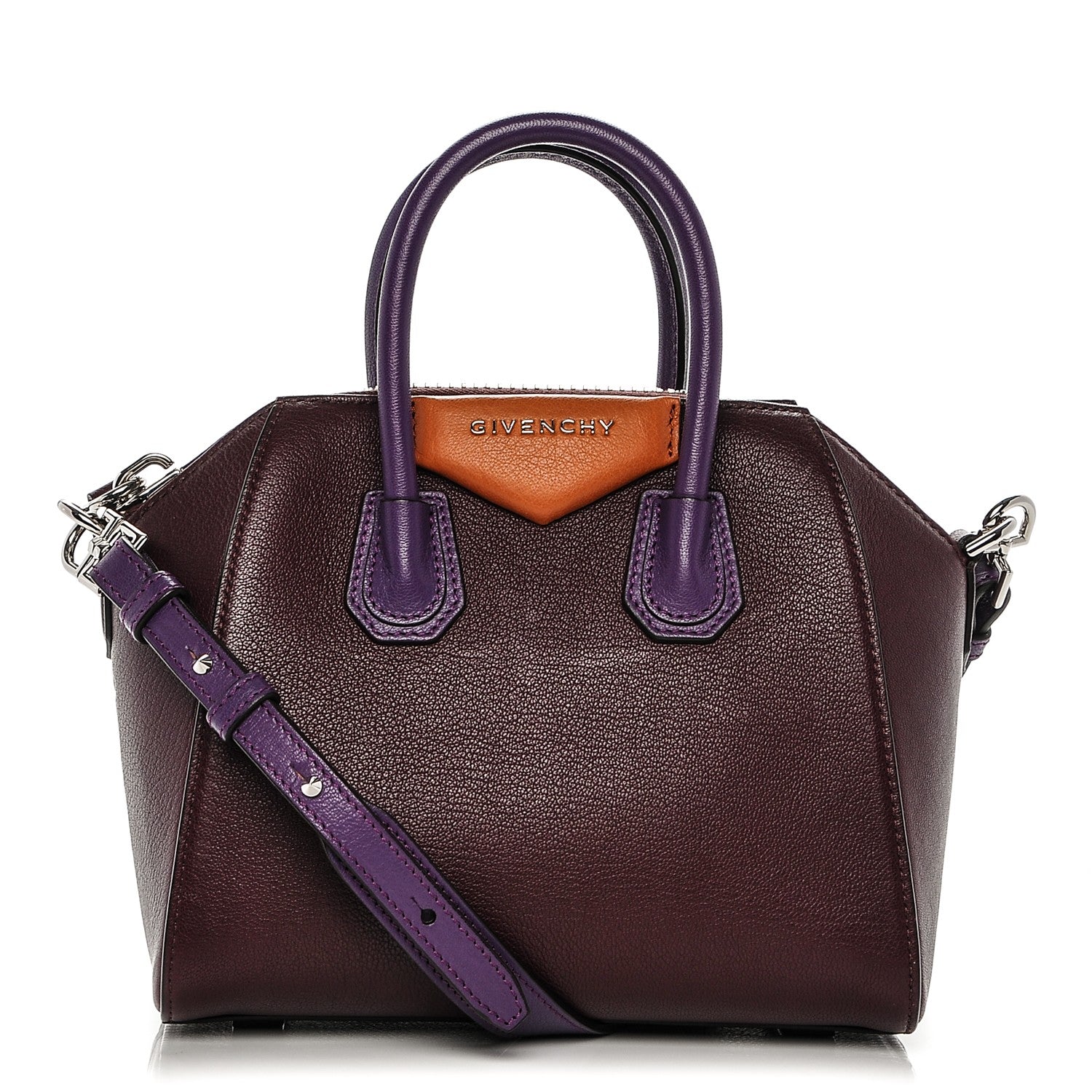 Givenchy Sugar Goatskin Mini Tri-Color Antigona Oxblood Violet Orange 1 of 6