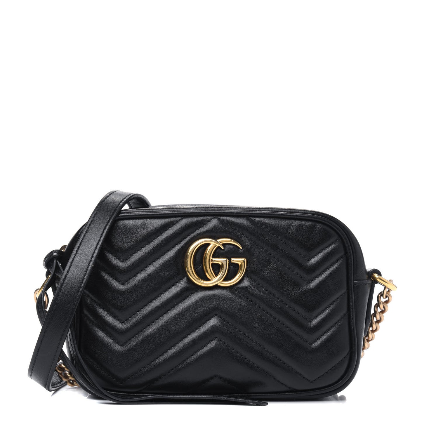 Calfskin Matelasse Mini GG Marmont Chain Shoulder Bag Black