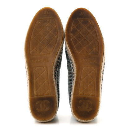 Chanel Toile Sequin CC Espadrilles 37 Green 6 of 9