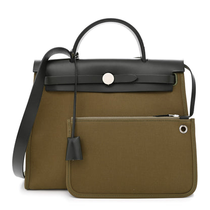 Hermes Vache Hunter Toile Herbag Zip 31 PM Khaki 1 of 13