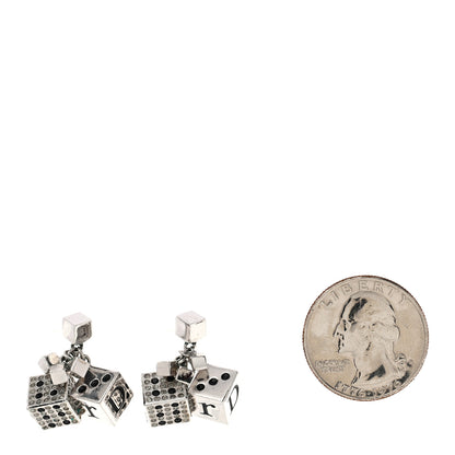 Christian Dior Crystal Star Dice Dangle Earrings Silver 2 of 6