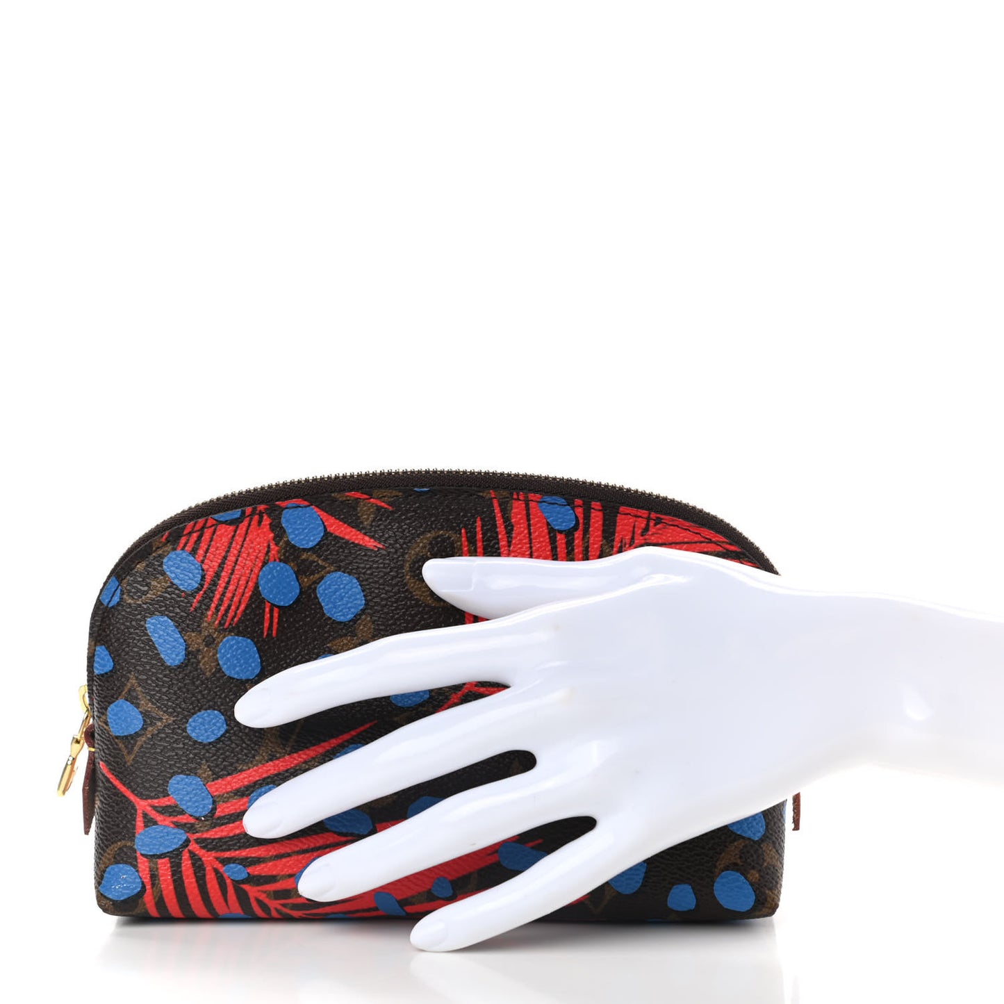 Monogram Jungle Dots Cosmetic Pouch Coquelicot Denim
