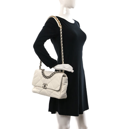 Chanel Lambskin Quilted Large Chanel 19 Flap White 2 of 11