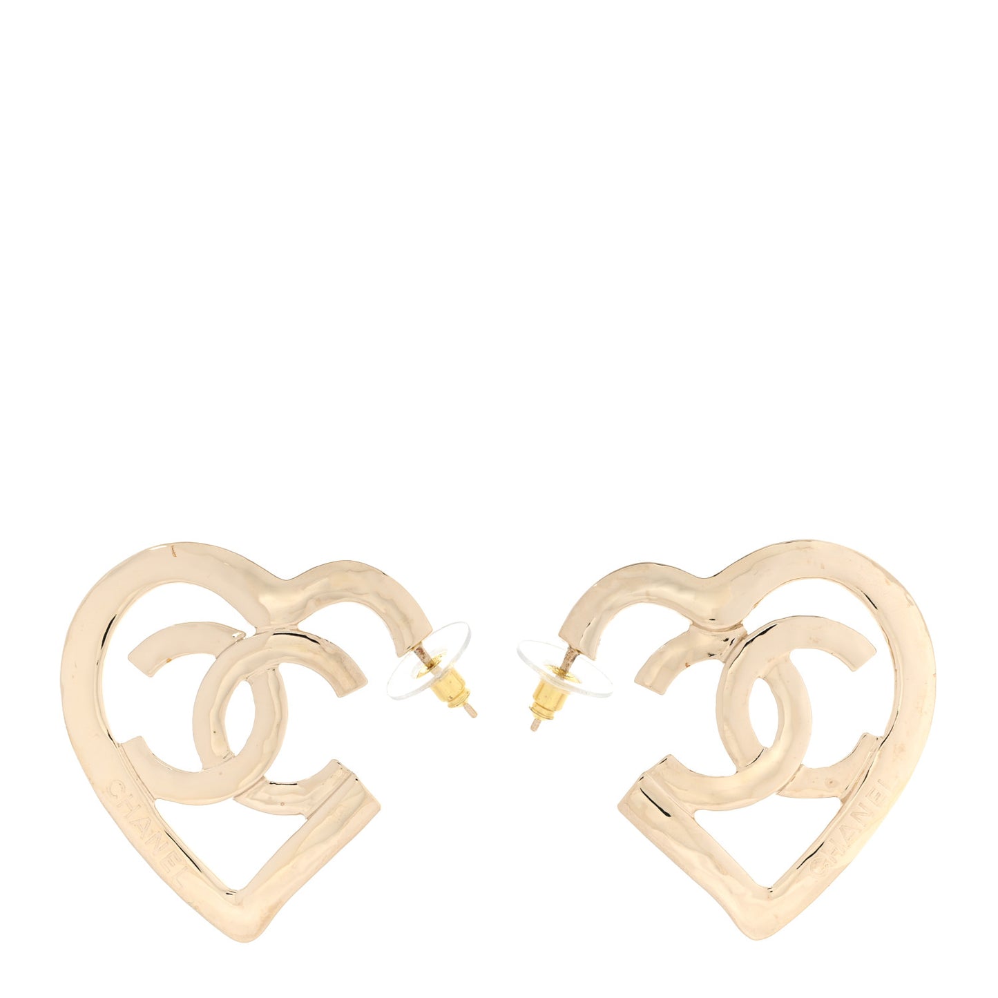 Metal CC Heart Coco In Love Hoop Earrings Gold