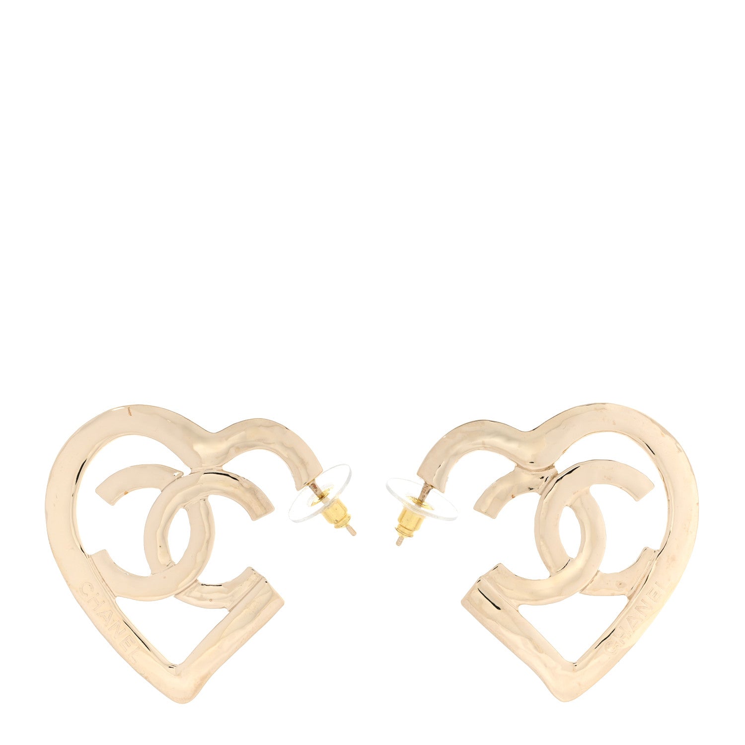 Chanel Metal CC Heart Coco In Love Hoop Earrings Gold 1 of 5