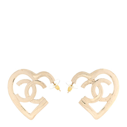 Chanel Metal CC Heart Coco In Love Hoop Earrings Gold 1 of 5