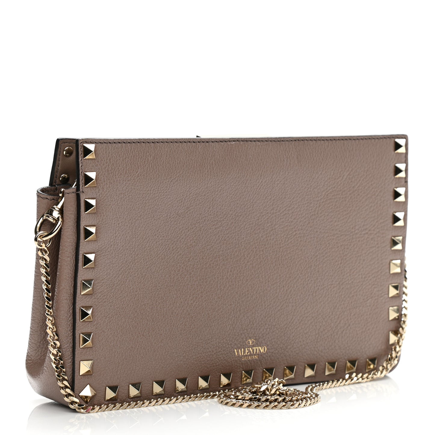 Calfskin Rockstud Mini Chain Shoulder Bag Poudre